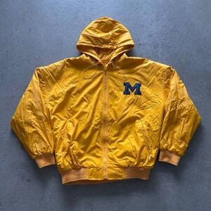 Vintage 90s Steve & Barry's Michigan Wolverines Jacket Size Large Yellow Varsity